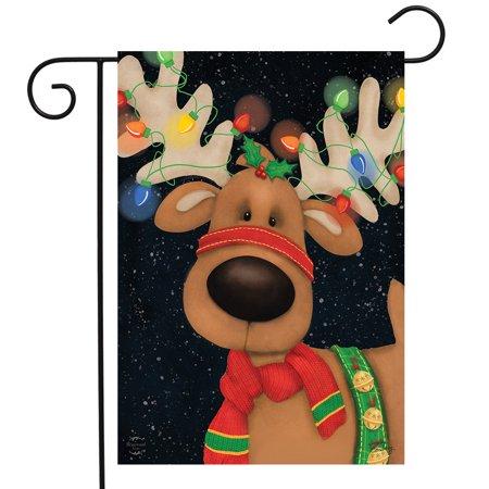 Reindeer in Lights Christmas Garden Flag