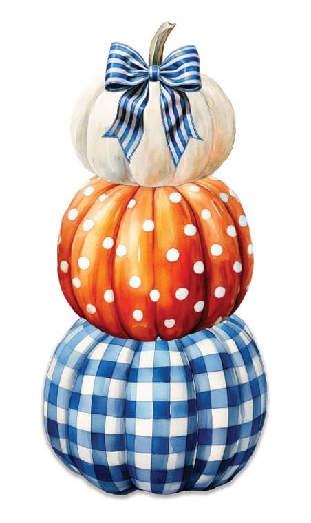 Gingham Pumpkin Stack Signature Sign Icon - Custom Decor