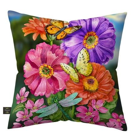 Zinnias in Bloom Indoor/Outdoor Pillow