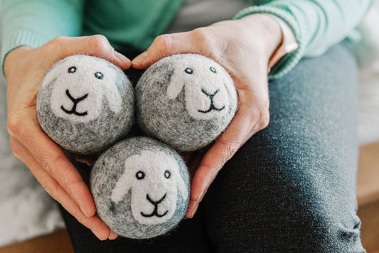 "Smiling Sheep" Hand-Felted Wool Dryer Ball