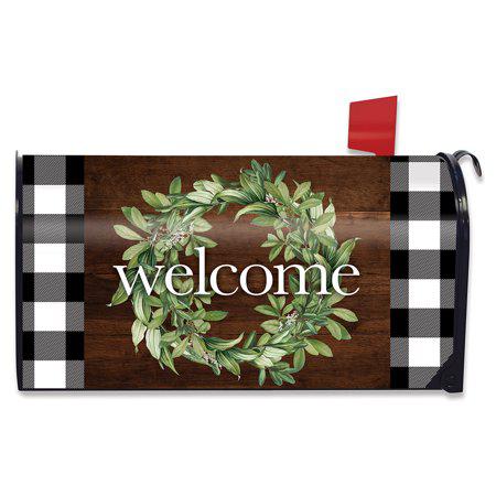 Farmhouse Welcome Wreath Mailbox Cover - Oversized