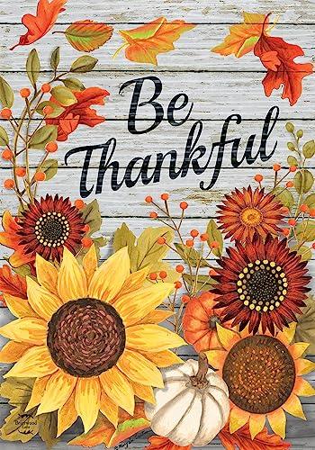 Be Thankful Flowers Fall Garden Flag - Double Sided