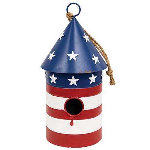 Distressed Metal Americana Birdhouse