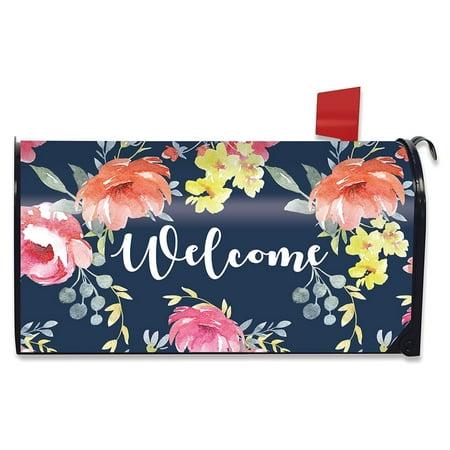 Watercolor Floral Welcome Mailbox Cover - Standard Size