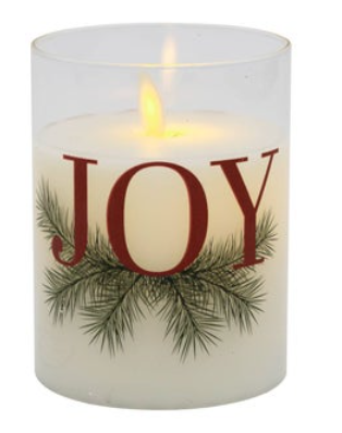 Joy LED Timer Glass Candle - Battery Operated