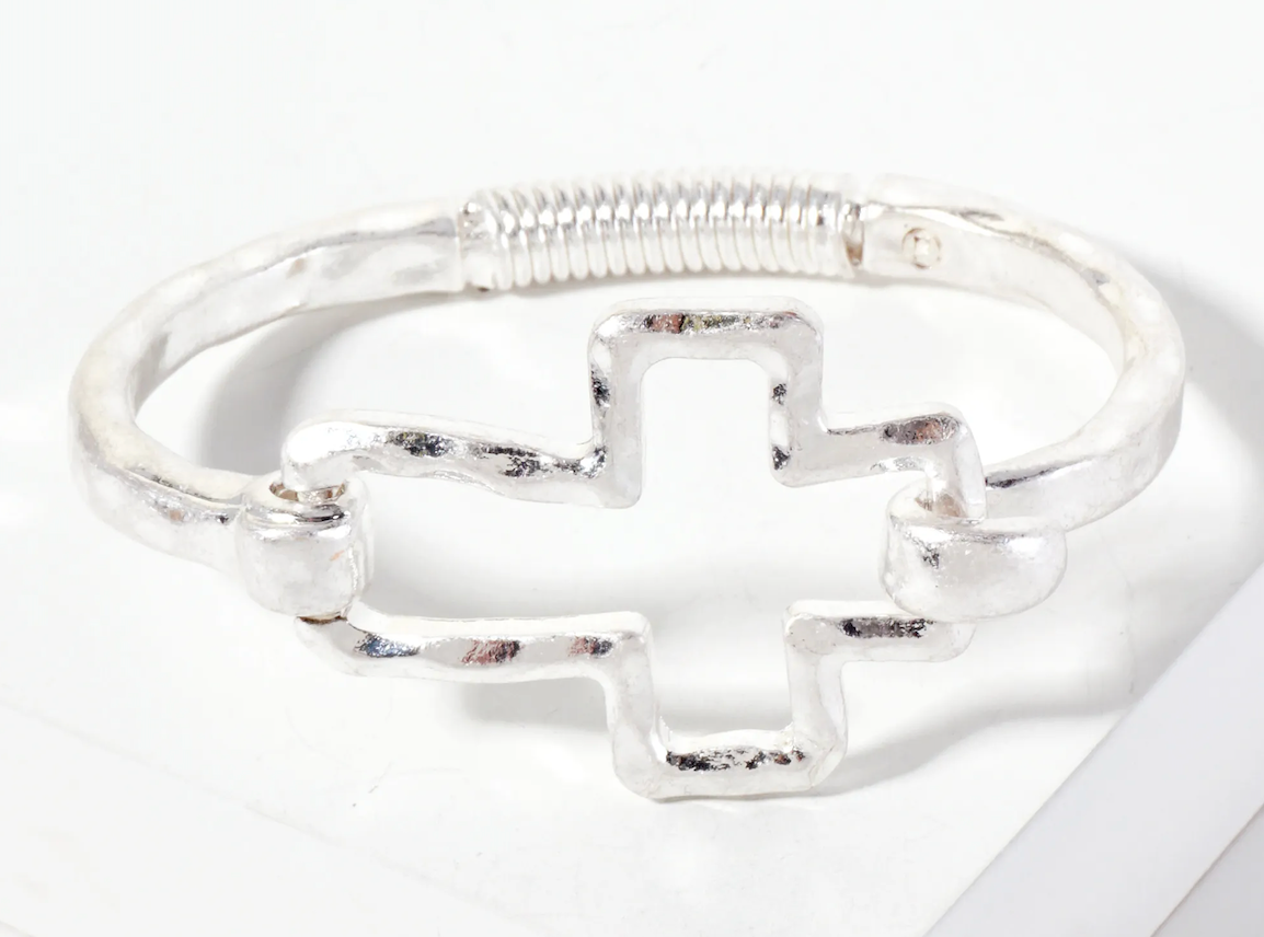 Hammered-Texture Metal Hinged Bracelet - Assorted Styles