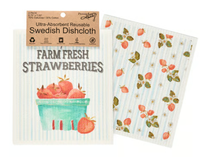 Swedish Dishcloth Set of 2 - Farm Fresh Strawberries