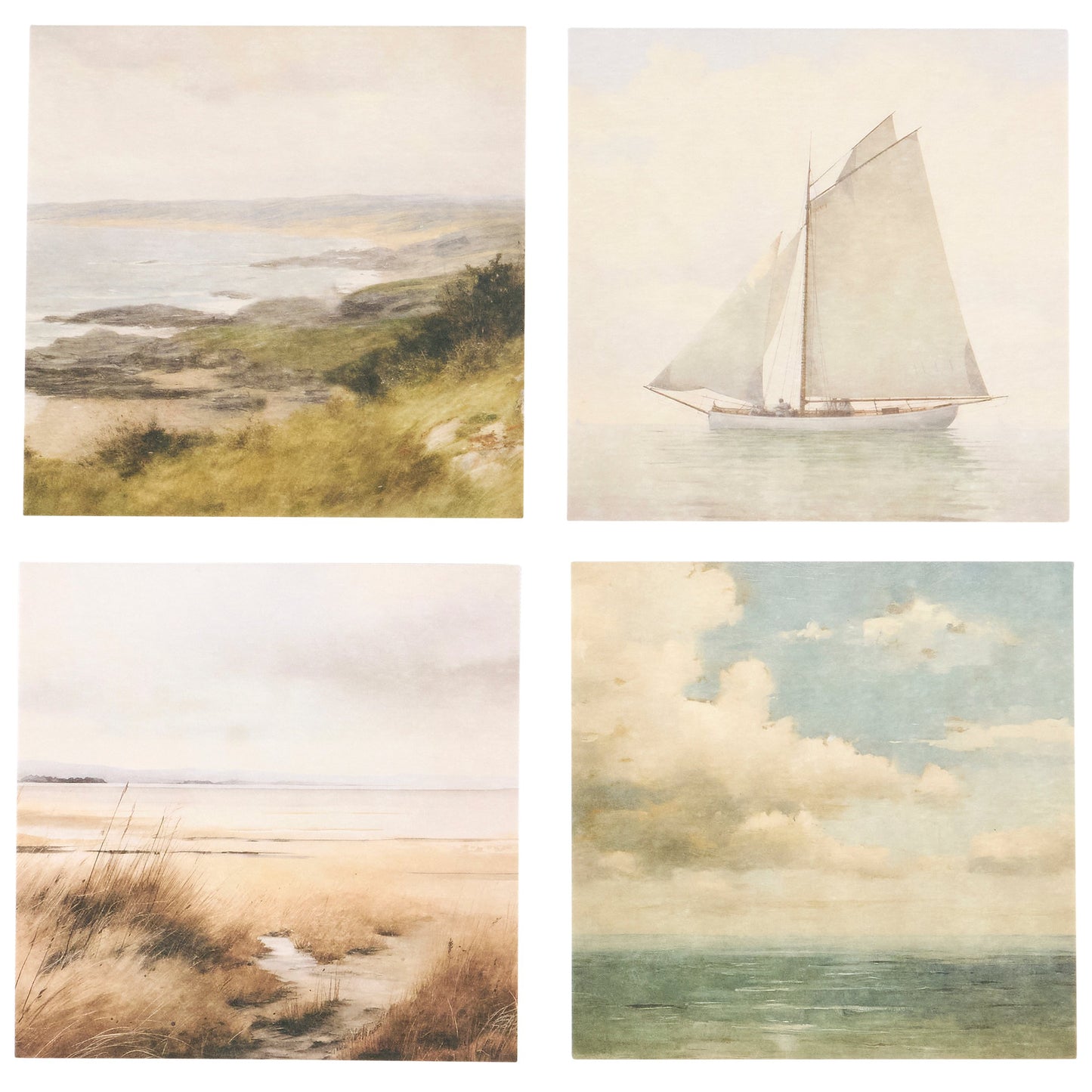 Set of 8 Coastal Theme Coasters