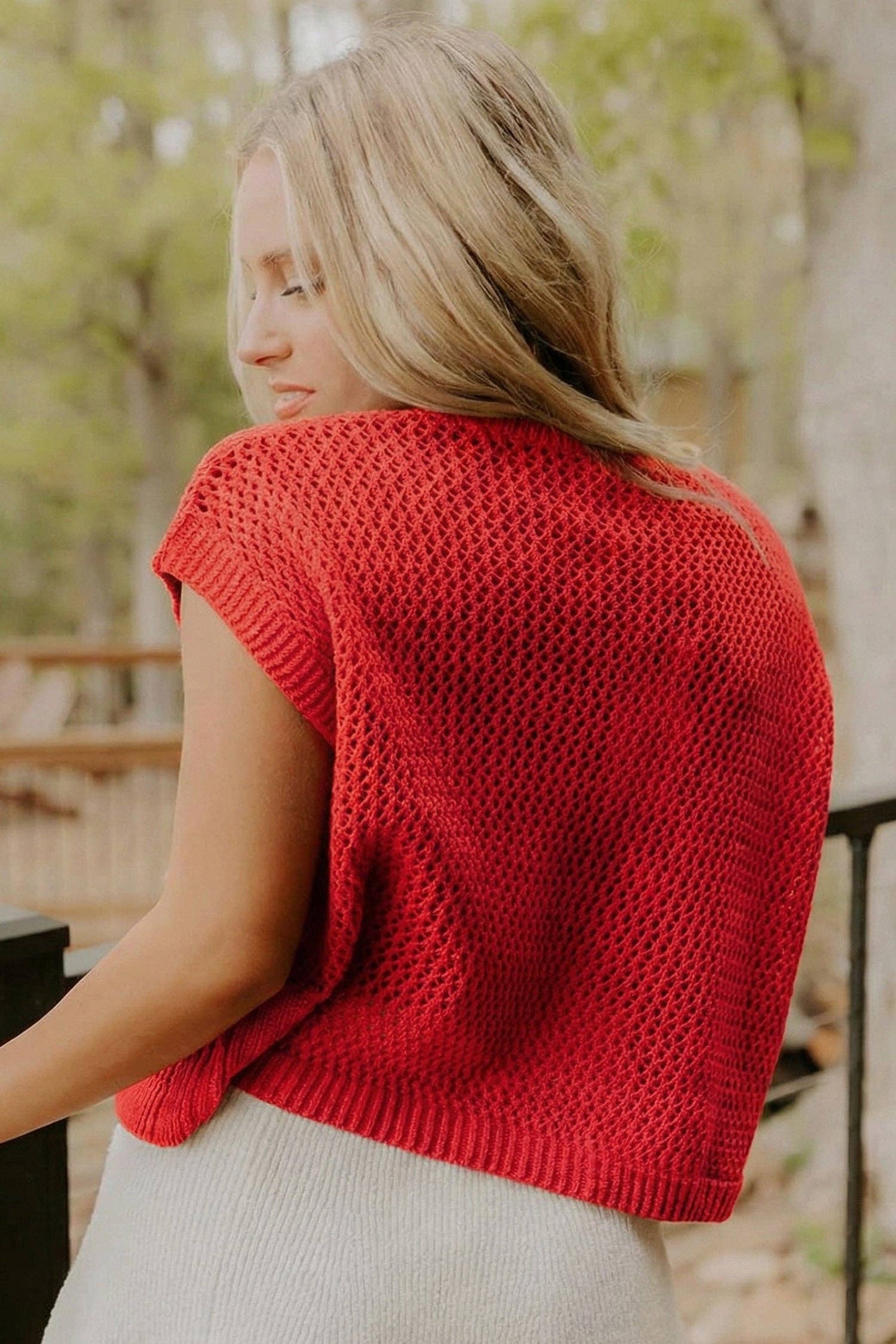 Fiery Red Flag Graphic Short Sleeve Knit Top