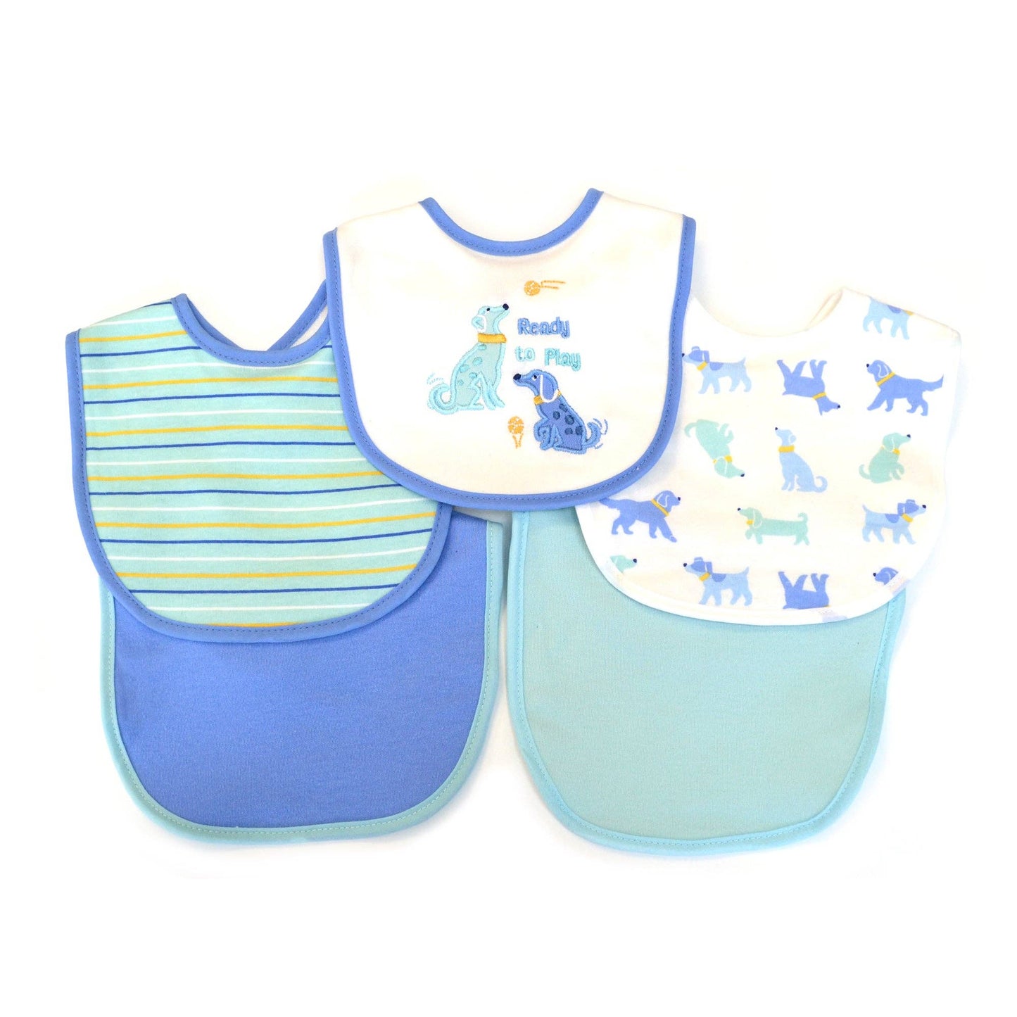Soft Cotton Dog Theme Embroidered Baby Bibs - 5 Pack