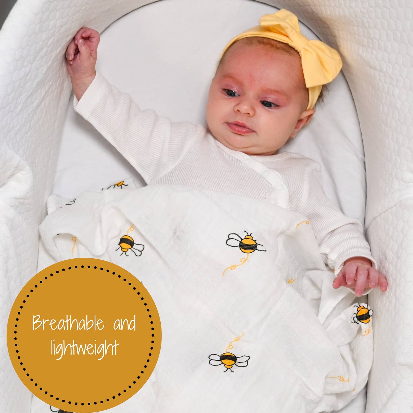 Baby Muslin Swaddle Blanket Bee-utiful Bee Theme