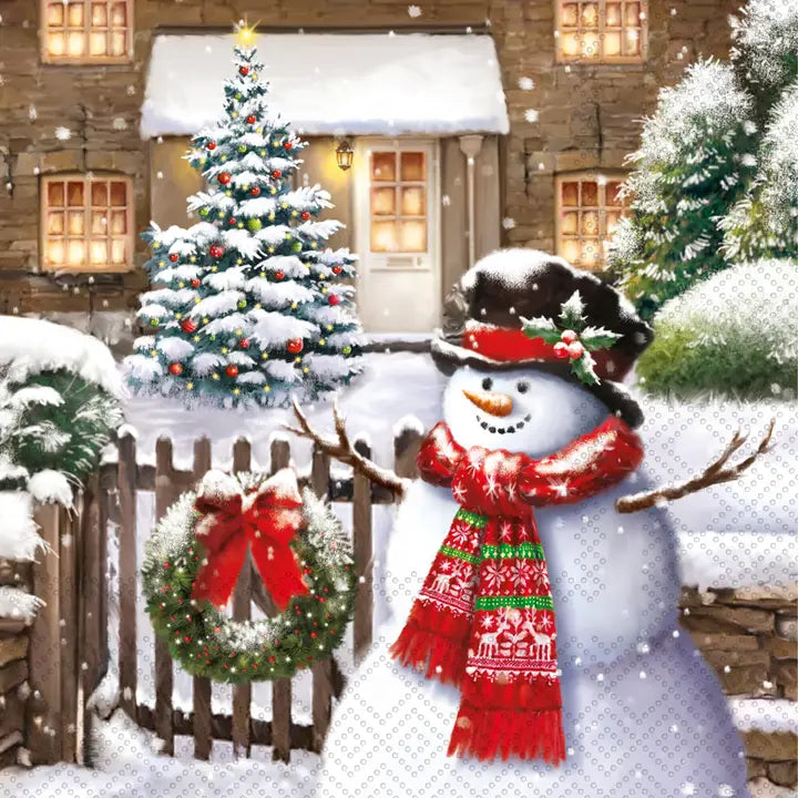 Friendly Snowman Paper Cocktail Napkins