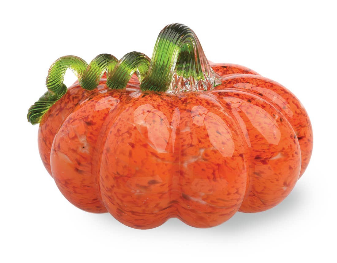 Glass Pumpkin - Orange with Green Stem