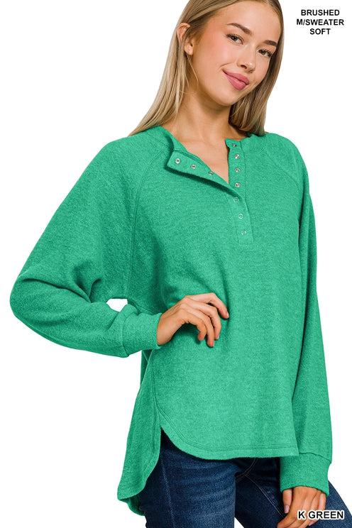 Brushed Melange Hacci 7-button Henley Top