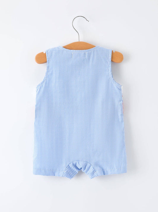 Crab Embroidered Baby Boy Smocked Romper