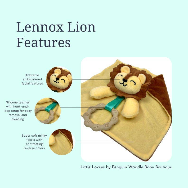 Lennox Lion Lovey - Plush Teething Toy Security Blanket