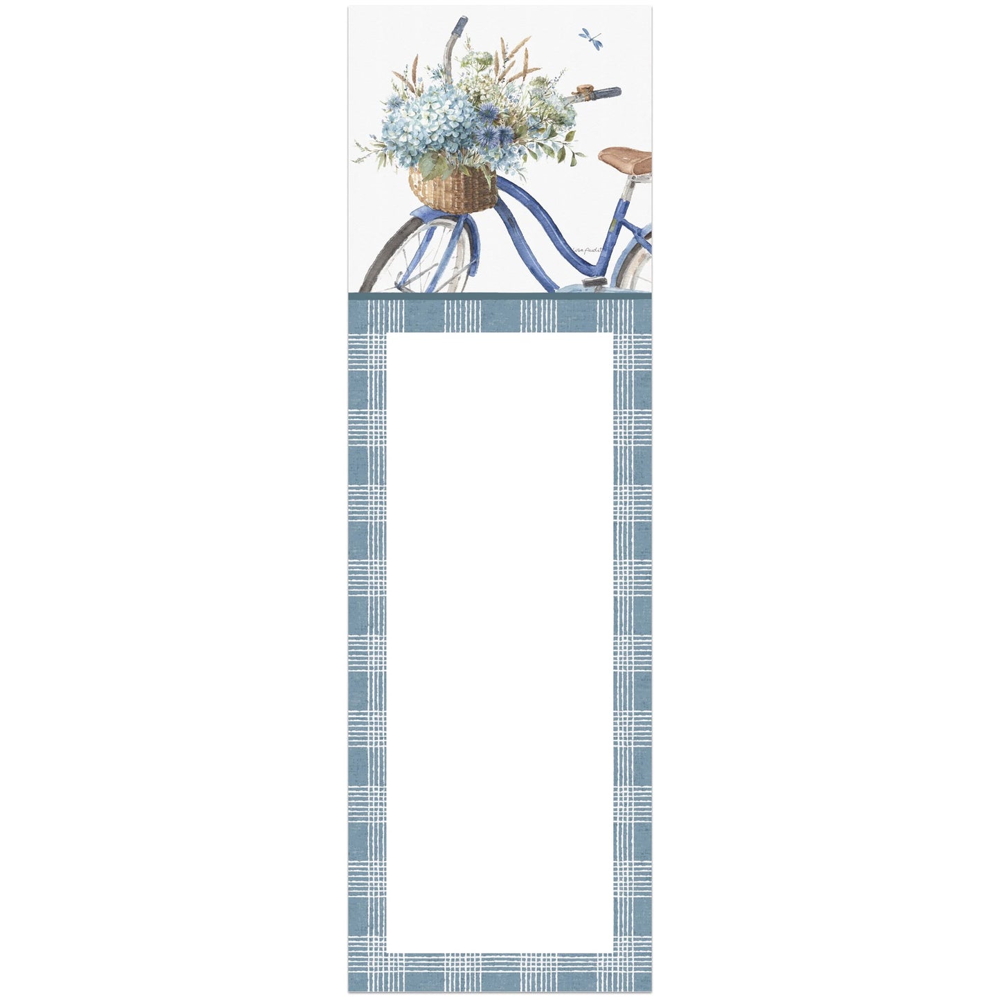 Blue Floral Bicycle Magnetic Note Pad