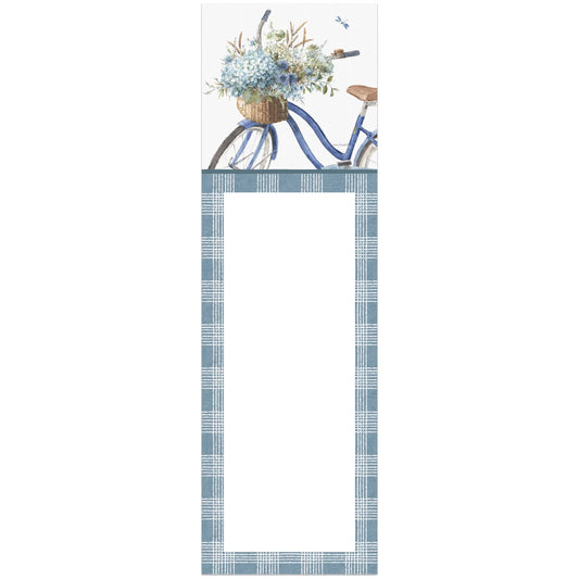 Blue Floral Bicycle Magnetic Note Pad