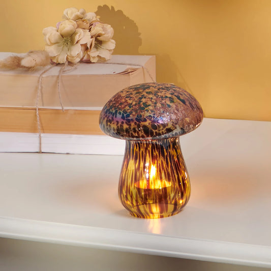 Tortoiseshell Design Mushroom Statuary - Glass