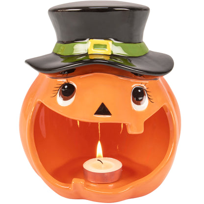 Jack O'Lantern Ceramic Candle Holder