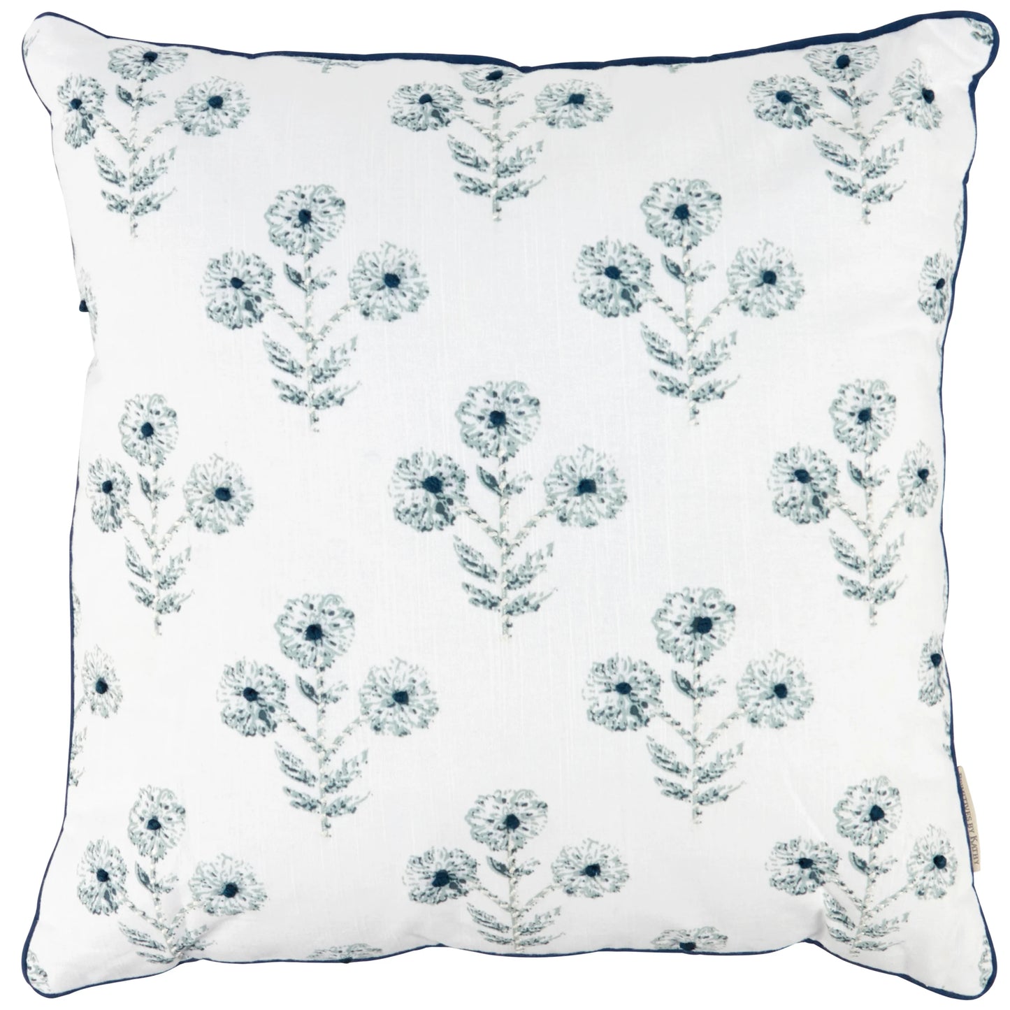 Indigo Blue Floral Throw Pillow