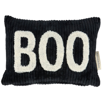 Boo Corduroy Pillow - Black and White