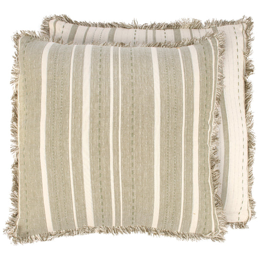 Striped Green Throw Pillow