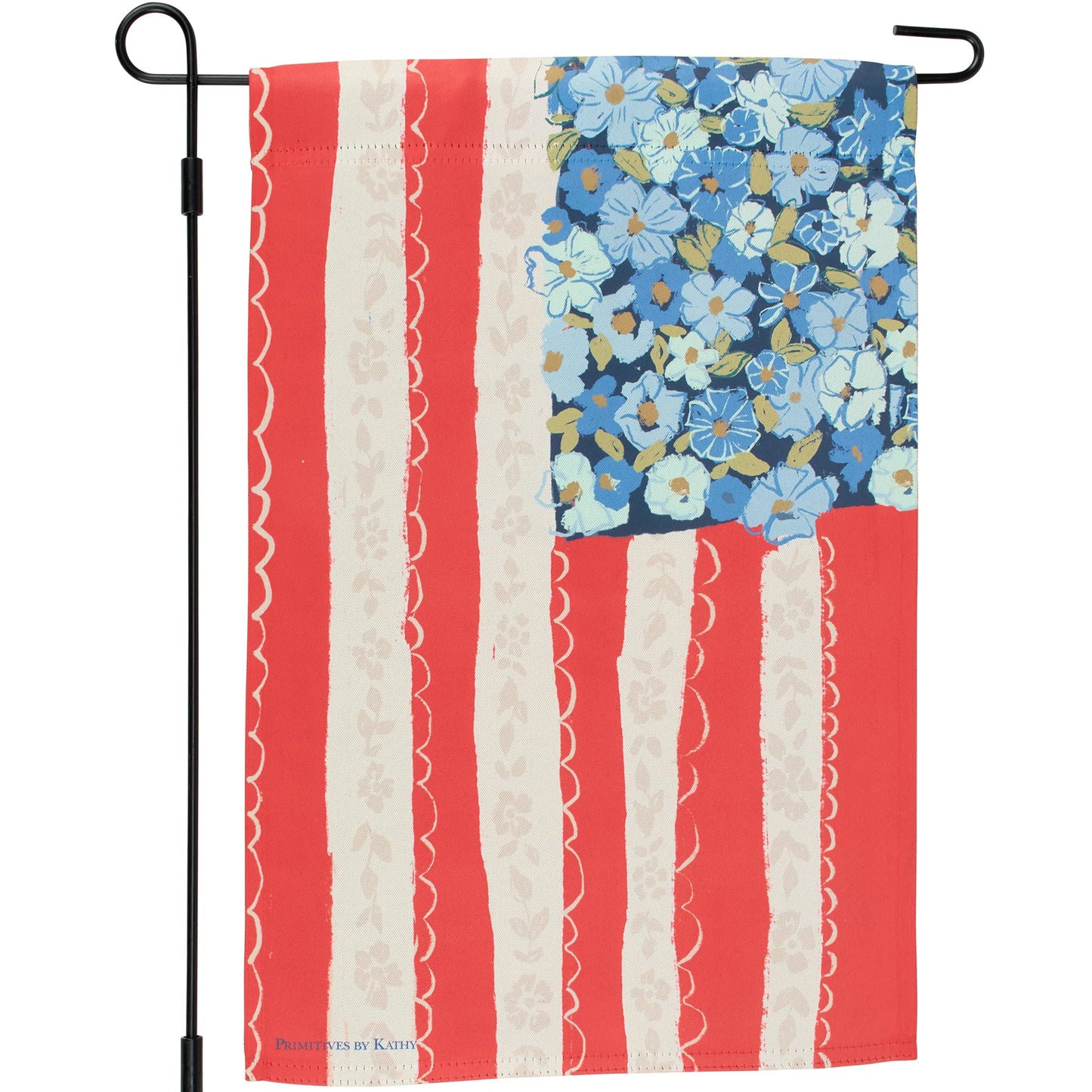 Floral American Flag Garden Flag