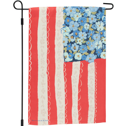 Floral American Flag Garden Flag