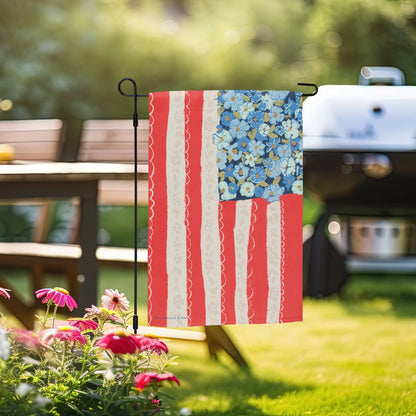 Floral American Flag Garden Flag