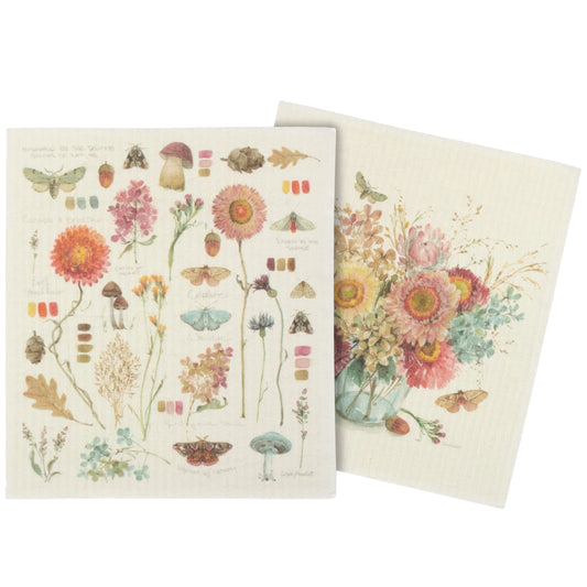 Fall Florals Swedish Dish Cloth Set of 2