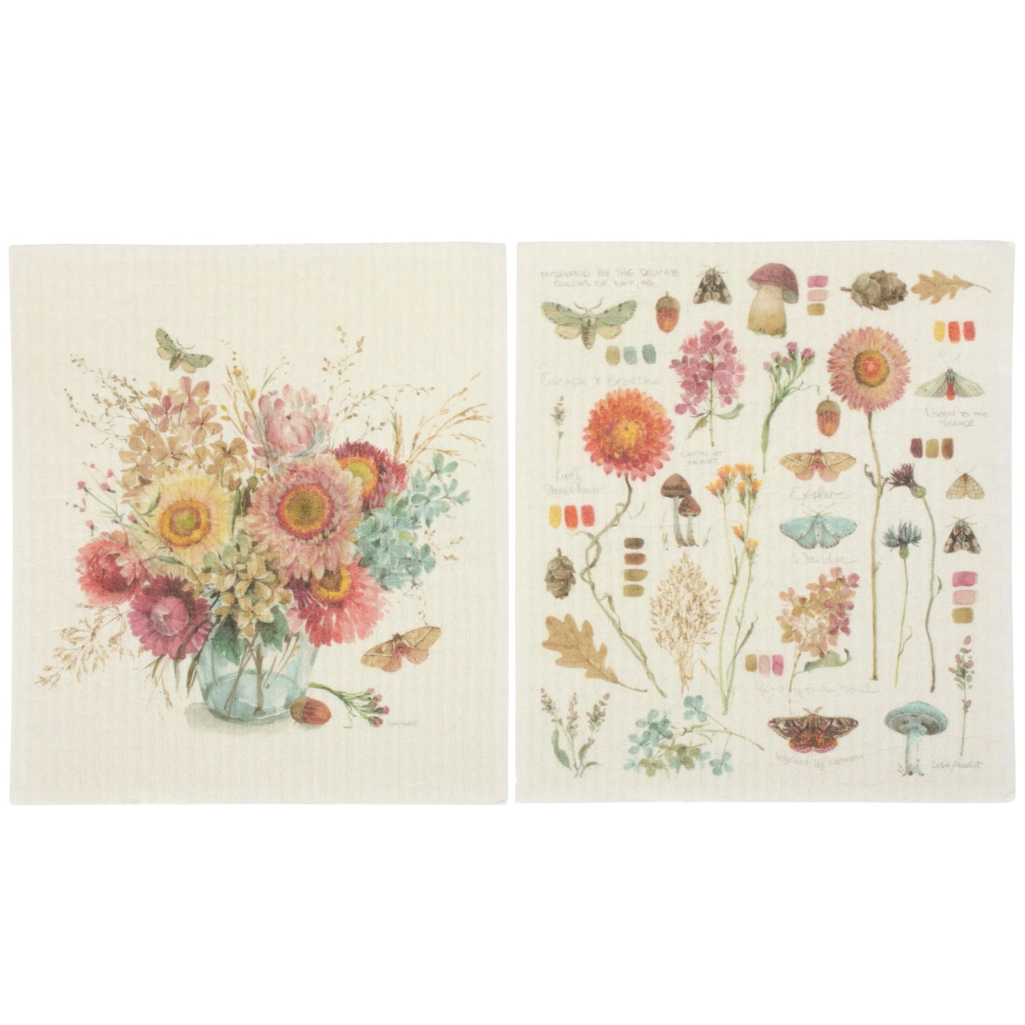 Fall Florals Swedish Dish Cloth Set of 2