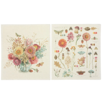 Fall Florals Swedish Dish Cloth Set of 2