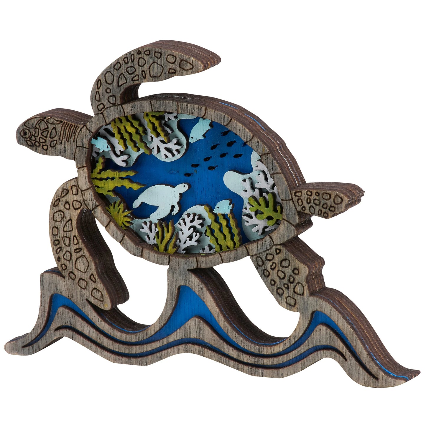 Wooden 3D Sea Turtle Tabletop Decor