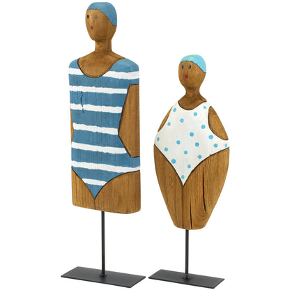 Beach Babes - Wooden Lady Statuary on Metal Base - 2 Options