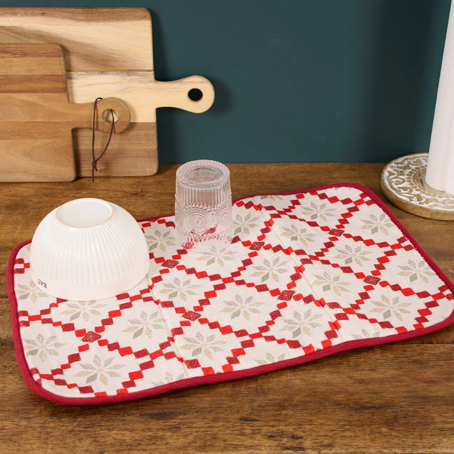 Star Quilt Pattern Dish Drying Mat