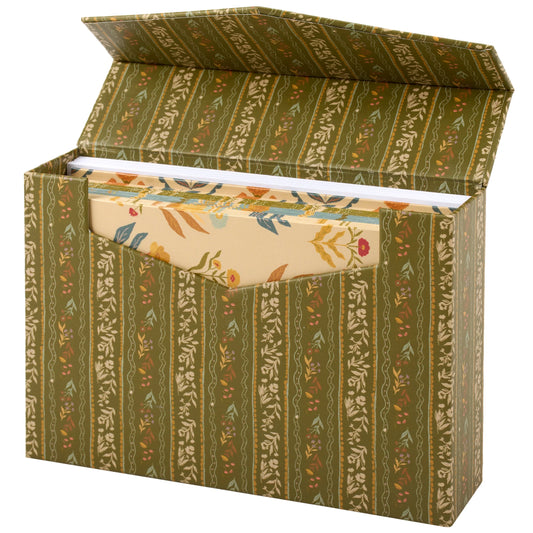 Fall Folk Floral Print Note Card Set of 20 with Envelopes