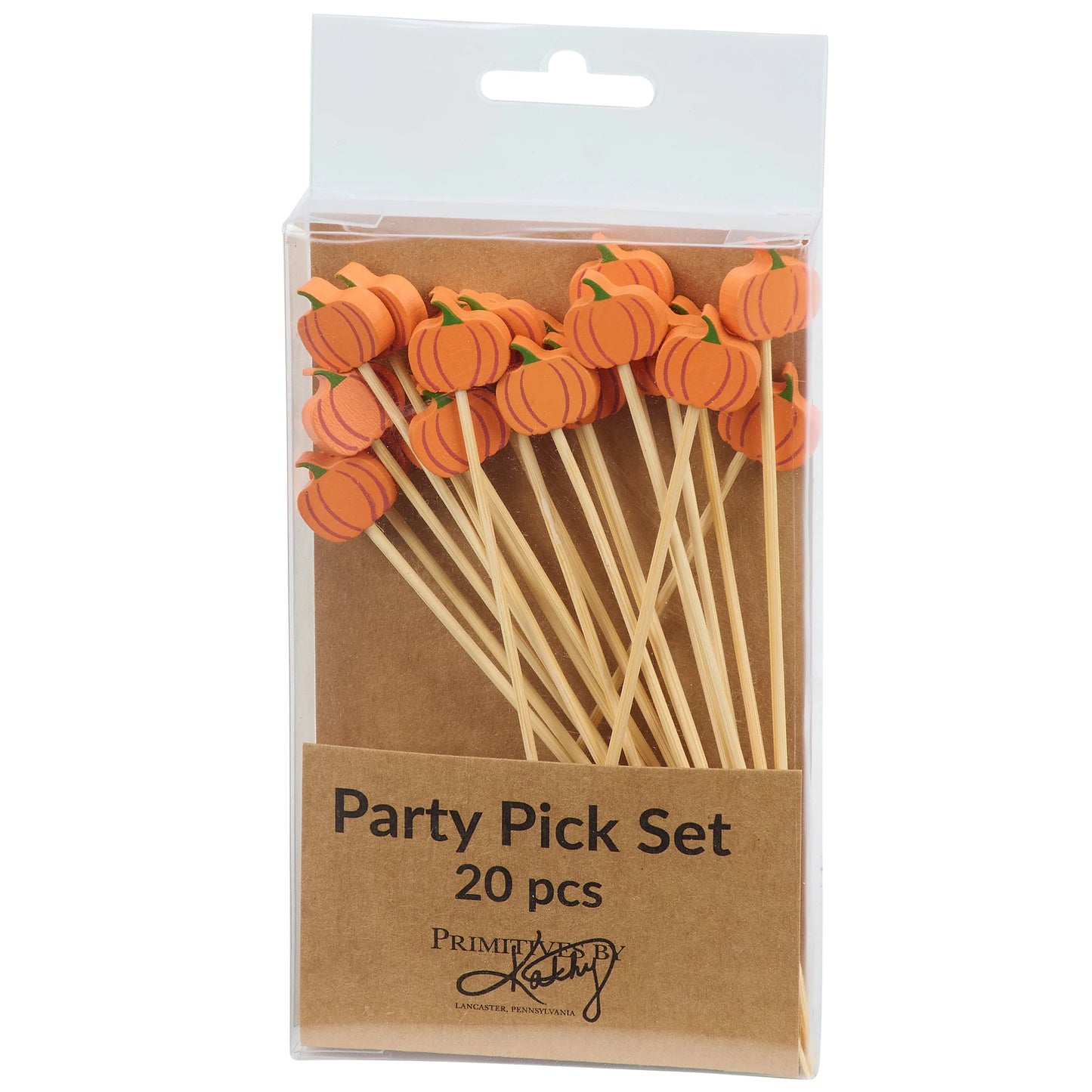 Pumpkin Wooden Skewer Party Picks - Pack of 20