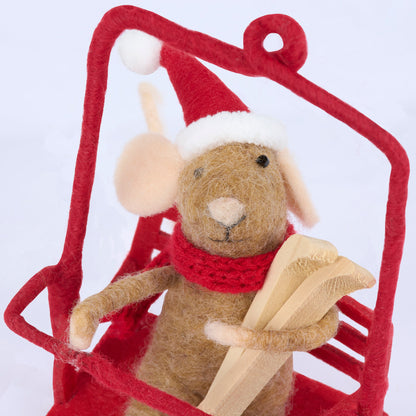 Ski Lift Felt Mouse Critter