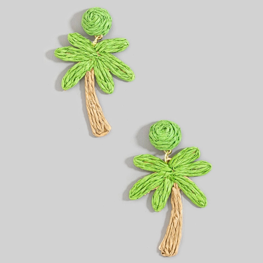 Raffia Palm Tree Dangle Earrings