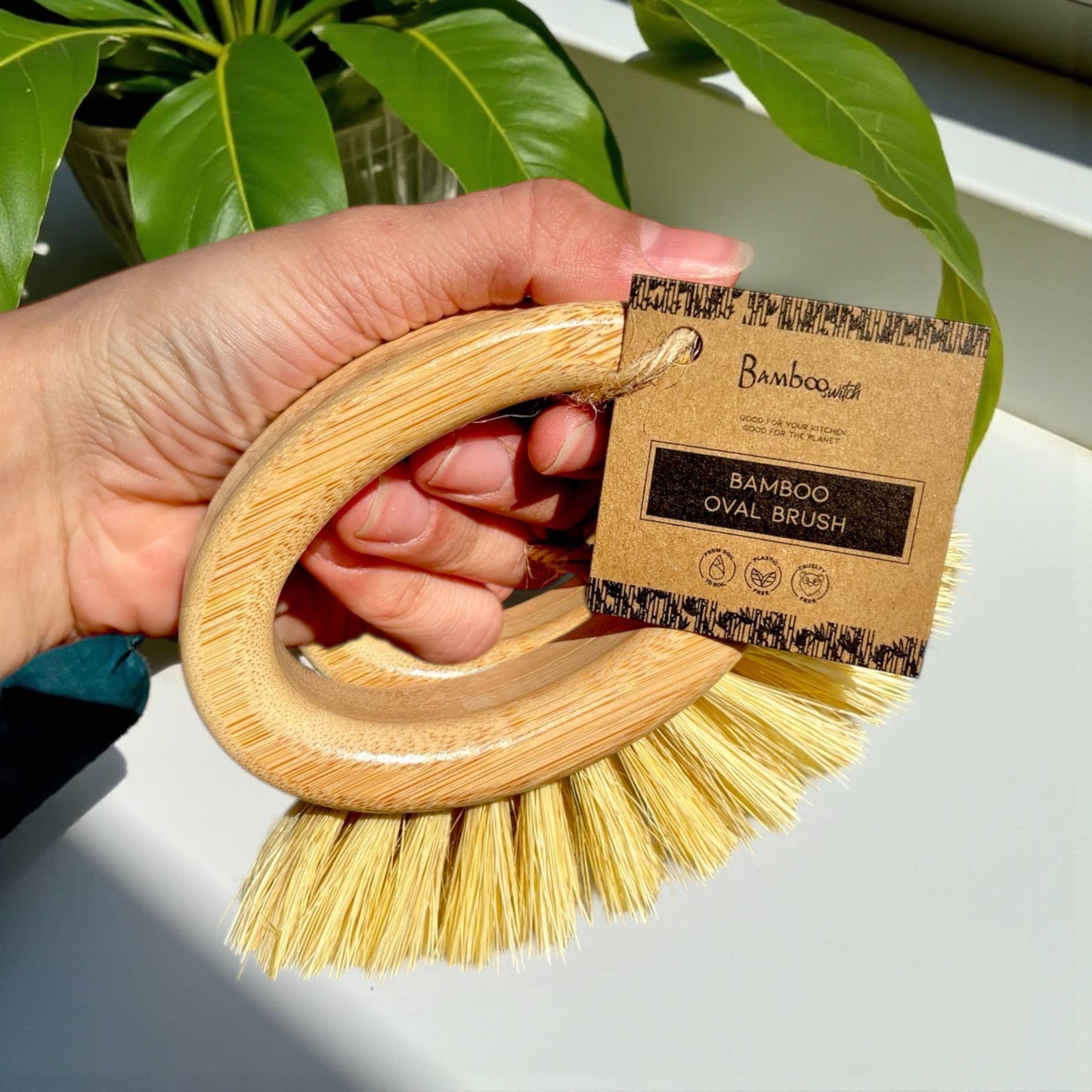 Bamboo Oval Vegetable Cleaning and Scrubbing Brush