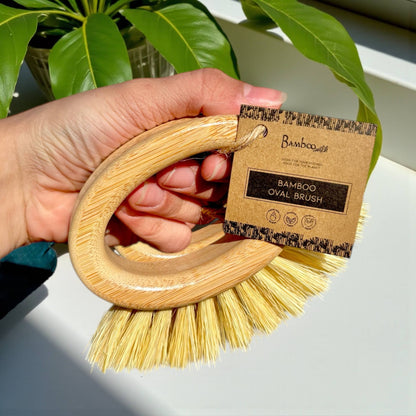 Bamboo Oval Vegetable Cleaning and Scrubbing Brush