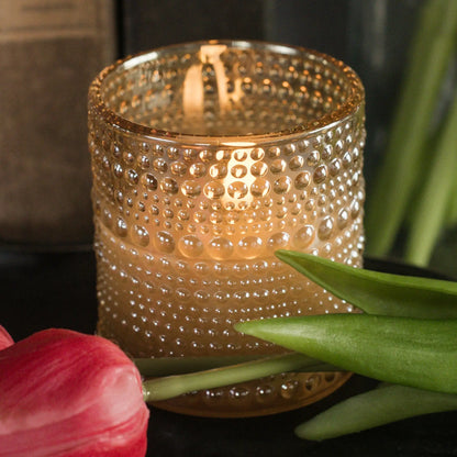 Champagne Dotted Glass Flameless LED Candle - 2 Sizes