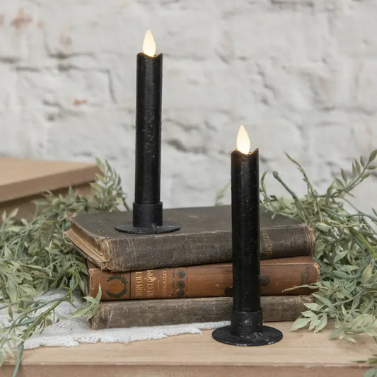 Moving Flame Black Taper Candle LED - 2 Size Options