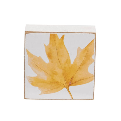 Hello Fall Watercolor Leaf Decorative Block - Four Color Options