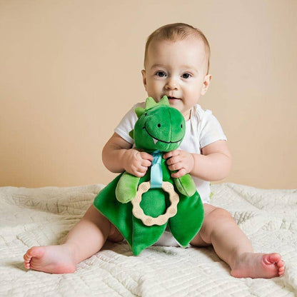Dylan Dino Plush Teething Toy - Minky Baby Security Blanket