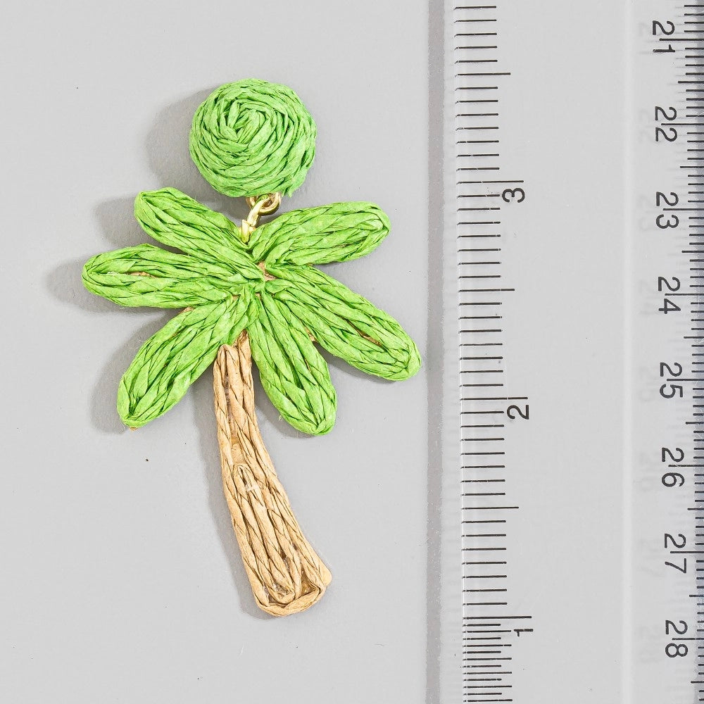 Raffia Palm Tree Dangle Earrings