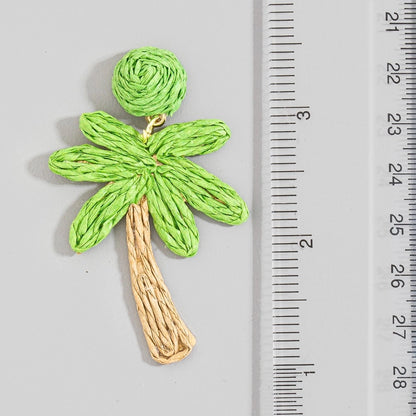 Raffia Palm Tree Dangle Earrings