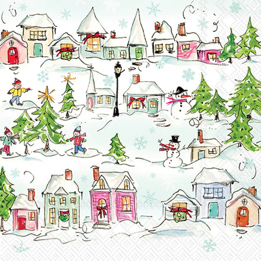 Cocktail Napkins - Pink Holiday Village