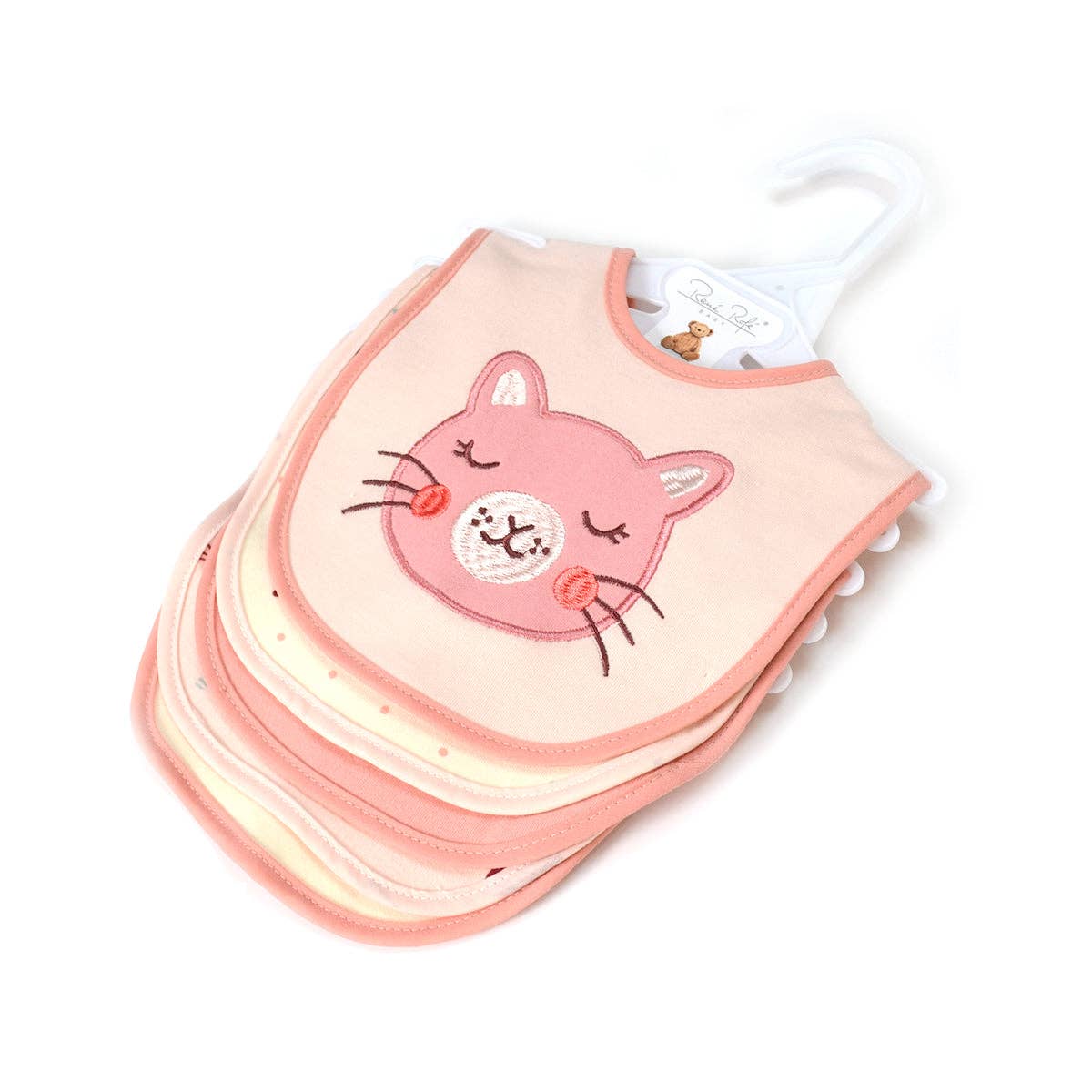 Kitty Love Soft Cotton Embroidered Baby Bibs - 5 Pack